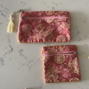 Japanese pink bags: coin and cash set of 2